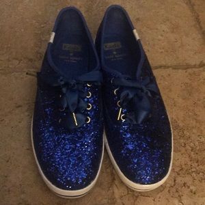 Kate Spade Glitter Blue Sneakers Size 7.5